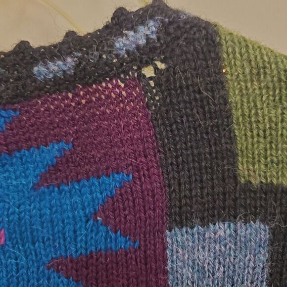 Tabask ALPACA Sweater Cardigan Small Colorful Aztec Southwestern Geometric #37 - Picture 6 of 7